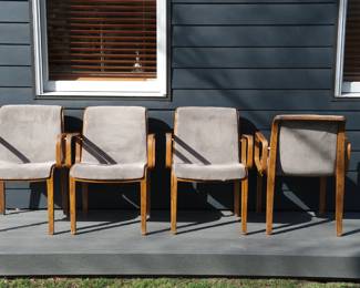 Another view the set of four Knoll bentwood chairs, with original Knoll International sticker, July 21, 1978