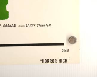 Another detail of Horror High, vintage B-Movie stamped and numbered poster 74/83