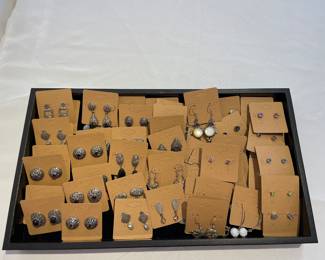 Lots of sterling silver post, hoop, and dangling earrings