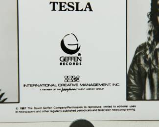 Detail of the second Tesla Promo Glossy, part of the huge collection of music promo posters