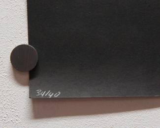 Editioning detail of Subterranean, Septio, The Gris Gris, Plastic Crimewave Sound, black on black, signed and editioned poster, 34/40