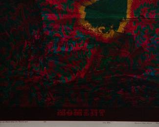 Detail of Overprint of "Chesire Cat" East Totem West and "Moment" copyright 1969 by Celestial Arts CA59, part of "The Overprints" made in the late 1960s/early 1970s by Joe McHugh, Nick Nickolds, and Sätty, screen-printed blacklight posters