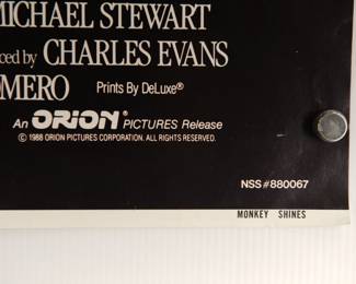 Detail of Monkey Shines vintage B-Movie poster