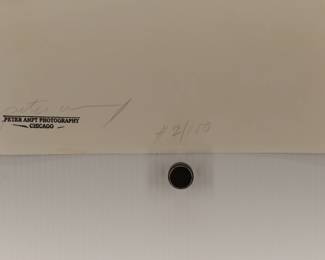 Back of signed Peter Amft black + white silver gelatin photograph, Peter Amft Photography Chicago, Numbered edition #2/100