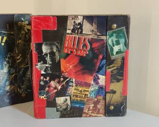 Detail of first Peter Amft portfolio boxes collaged by the artist featuring Chicago Blues musicians