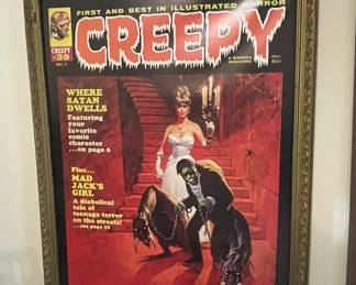 Framed poster of "Creepy, May 1971" horror and sci-fi comics cover