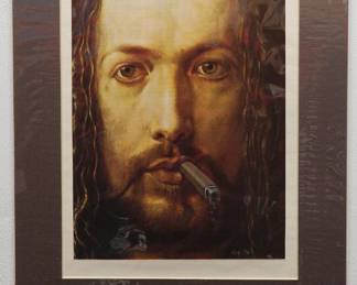 Robert Amft print of Dürer's "Self Portrait" smoking a cigar