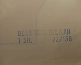 Back of Dear Dead Delilah, vintage B-Movie stamped and numbered poster 72/158