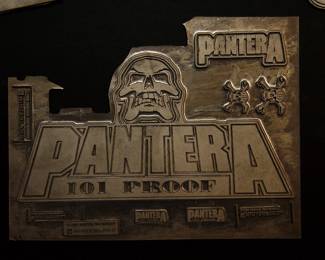 Pantera detail of metal plates used as models when The Alley made statuary products for many major rocks groups, including AC/DC, The Ramones, The Rolling Stones, Pantera, Garbage, and Dead Kennedys