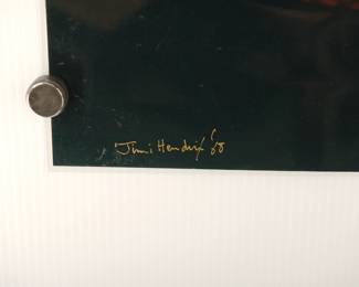 Title detail of Jimi Hendrix 1968, Signed Peter Amft c-print photograph, printed in 1996