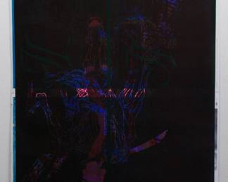 Overprint of "Dream of Me" copyright 1968 by Celestial Arts CA28 and "Night Mare" copyright 1969 by Celestial Arts CA24 and "Have a quiet visit with yourself today" copyright 1971 by Celestial Arts CA424, part of "The Overprints" made in the late 1960s/early 1970s by Joe McHugh, Nick Nickolds, and Sätty, screen-printed blacklight posters