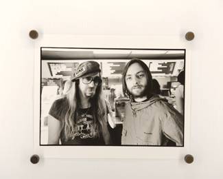 Elliot + Skunk at MacDonalds, Doobie Brothers Tour signed Marc Hauser black + white silver gelatin photograph