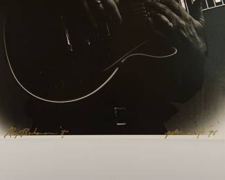 Detail of Roy Buchanan 1980, Signed Peter Amft black + white silver gelatin photograph, Peter Amft Photography Chicago, printed in 1996