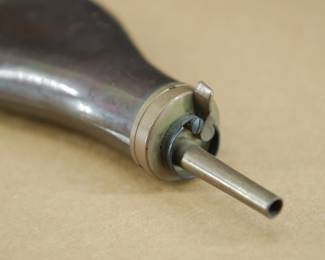 Detail of Civil War Era military gun powder flask