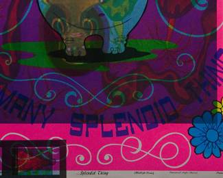 Detail of Overprint of "...Splendid Thing" , copyright 1969 by Celestial Arts, CA46 and "I am Beautiful" copyright 1971 by Celestial Arts, CA98, part of "The Overprints" made in the late 1960's/early 1970s by Joe McHugh, Nick Nickolds, and Sätty, screen-printed blacklight posters