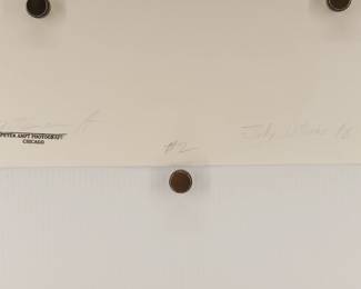 Back of signed Peter Amft black + white silver gelatin photograph, "Jody Williams", Peter Amft Photography Chicago, Numbered edition #2