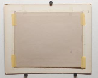 Back of Robert Amft print of Claude Monet's "Two Haystacks", as chickens, signed RA'77 at bottom right, from The Art Institute of Chicago