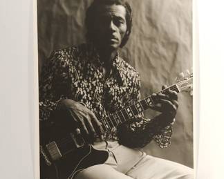 Chuck Berry #2, 1969, signed Peter Amft black + white silver gelatin photograph, Peter Amft Photography Chicago, Numbered edition 1/100
