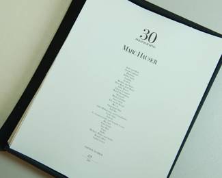Table of Contents, Marc Hauser Photography, 30 Photographs Box Collection, 1993, limited edition 23/100, each silver gelatin black + white photograph is embossed