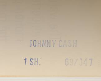 Back of Johnny Cash, vintage B-Movie stamped and numbered poster 69/347