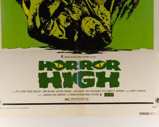 Detail of Horror High, vintage B-Movie stamped and numbered poster 74/83