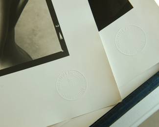 Another embossing detail of Marc Hauser Photography, 30 Photographs Box Collection, 1993, limited edition 23/100, each silver gelatin black + white photograph is embossed