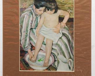Print of Mary Cassatt's "The Bath" from The Art Institute of Chicago, in an mat