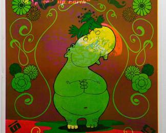 Yet another overprint of "...Splendid Thing" copyright 1969 by Celestial Arts, CA46, screen-printed blacklight poster, reading "We are all passengers on this spaceship Earth. Love is a many splendid thing."