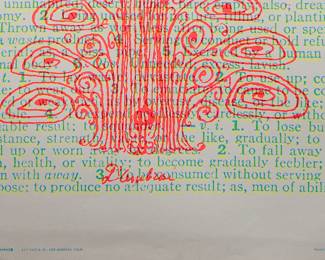 Detail of "D'Aubrai" water fountain print copyright Cocorico Graphics, screen-printed blacklight poster