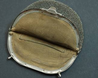 Interior view of vintage beaded purse/handbag with sterling silver clasp