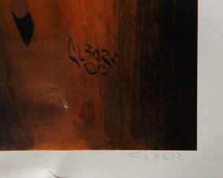 Signature detail of Glenn Barr "Avenjah & Destroyah" signed and limited edition prints, 425/450