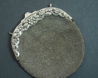 Vintage beaded purse/handbag with sterling silver clasp