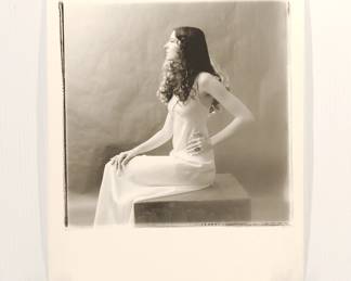 Untitled woman seated in white dress, signed Peter Amft black + white silver gelatin photograph, Peter Amft Photography Chicago, Numbered edition 2/100