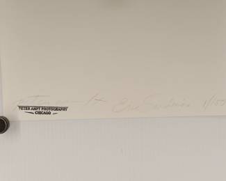 Back of Eric Sardinas, signed Peter Amft black + white silver gelatin photograph, Peter Amft Photography Chicago, Numbered edition 1/100