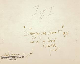 Title detail of Matted and Framed George the Hermit, signed Peter Amft one-of-a-kind Kodalith print, Peter Amft Photography Chicago