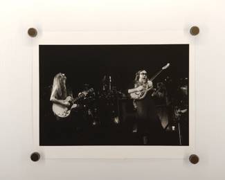 Skunk + Patrick on stage, Doobie Brothers Tour in Pine Knob, signed Marc Hauser black + white silver gelatin photograph