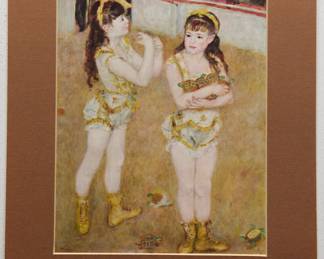 Robert Amft print of Renoir's "Two Little Circus Girls" holding turtles