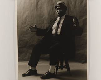 Signed Peter Amft black + white silver gelatin photograph, "Willie Dixon '69", Peter Amft Photography Chicago, Numbered edition 2/100