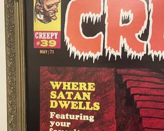 Detail of framed poster of "Creepy, May 1971" horror and sci-fi comics cover
