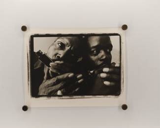Signed Peter Amft black + white silver gelatin photograph, Big Walter Horton and Carey Bell 1972, Peter Amft Photography Chicago, Numbered edition 2/100