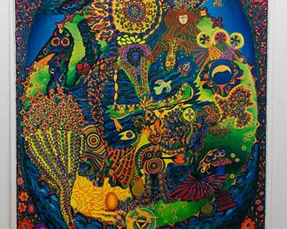 Another version of "Pipe Dreams" screen-printed blacklight poster by East Totem West, c 1960s/1970s