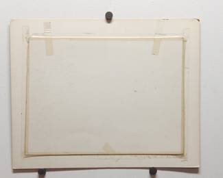 Back of Robert Amft lithograph print of William Michael Harnett's "Just Dessert" featuring a pack of cigarettes, signed RA '76 at bottom right, from the The Art Institute of Chicago