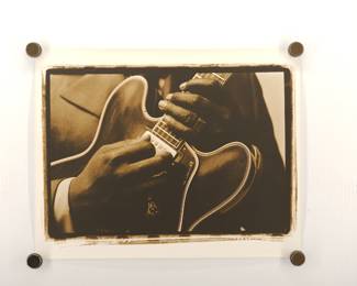 Signed Peter Amft black + white silver gelatin photograph, BB King '69, another image of "I am Lucille" guitar, Peter Amft Photography Chicago, Numbered edition 2/100