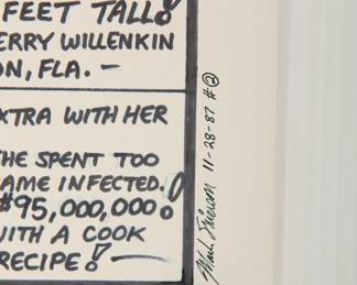 Detail of "Stranger Than Fiction" comic by Mark Frierson, signed and dated 11-28-87, #2