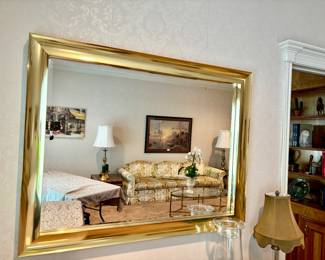 Large gold frame modern mirror