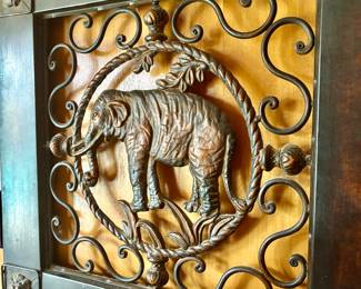 Striking pair of metal elephant wall art