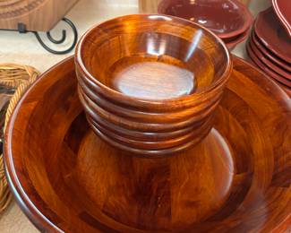 Wood salad bowl set
