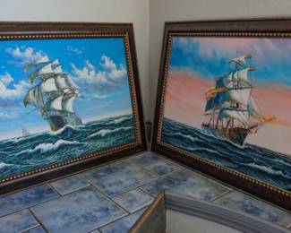 Nautical ship prints on canvas