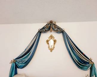 Teal velvet wall decor with iron embellished with SWAROVSKI crystals