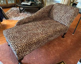 Leopard print chaise